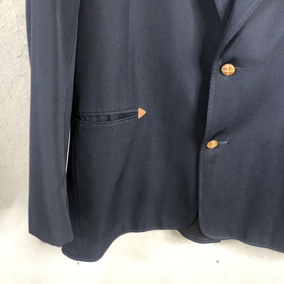 Vintage Pioneer Wear Blazer Mens 48 Navy Blue Western Sport Coat Jacket Office - Picture 7 of 16